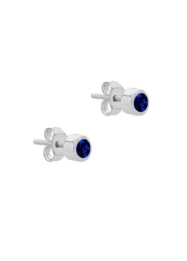 Golden Moments Sterling Silver CZ September Birthstone Stud Earrings