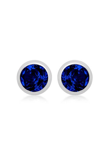 Golden Moments Sterling Silver CZ September Birthstone Stud Earrings