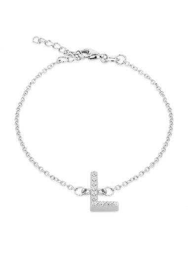 Golden Moments Sterling Silver CZ 'L' Initial Bracelet