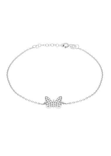 Golden Moments Sterling Silver CZ Butterfly Bracelet