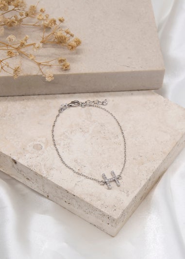 Golden Moments Sterling Silver CZ 'H' Initial Bracelet