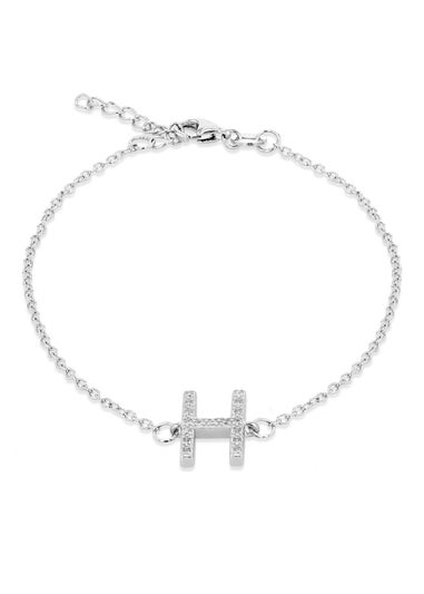 Golden Moments Sterling Silver CZ 'H' Initial Bracelet