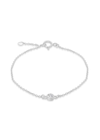 Golden Moments Sterling Silver CZ April Birthstone Bracelet