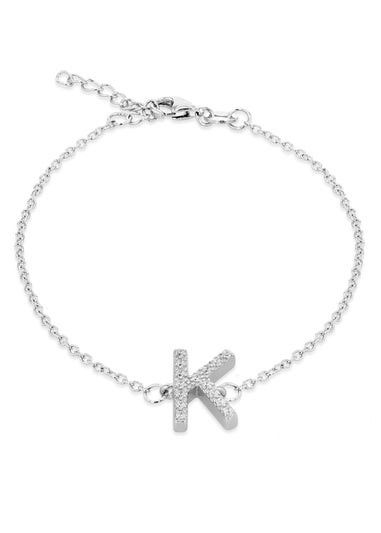 Golden Moments Sterling Silver CZ 'K' Initial Bracelet