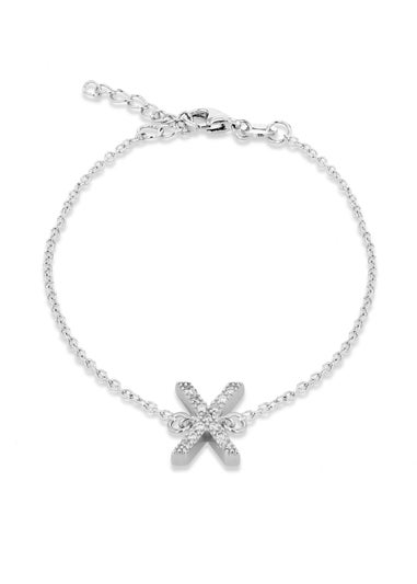 Golden Moments Sterling Silver CZ 'X' Initial Bracelet