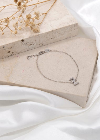 Golden Moments Sterling Silver CZ 'Z' Initial Bracelet