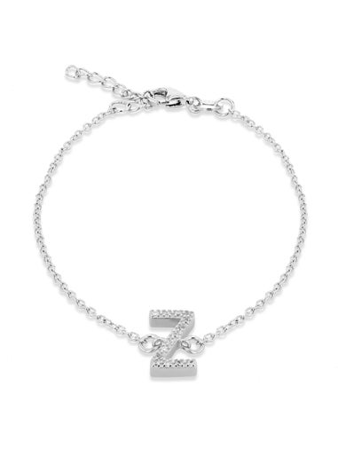 Golden Moments Sterling Silver CZ 'Z' Initial Bracelet