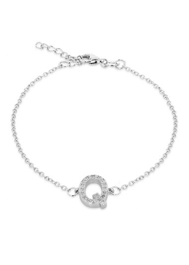 Golden Moments Sterling Silver CZ 'Q' Initial Bracelet