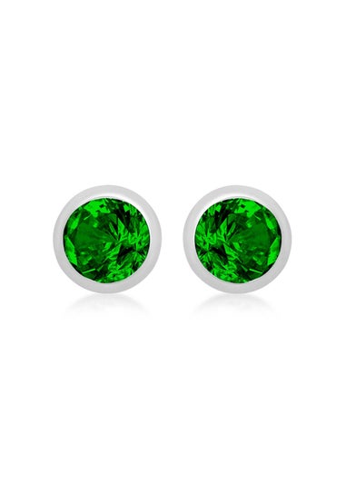 Golden Moments Sterling Silver CZ May Birthstone Stud Earrings