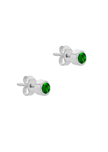 Golden Moments Sterling Silver CZ May Birthstone Stud Earrings