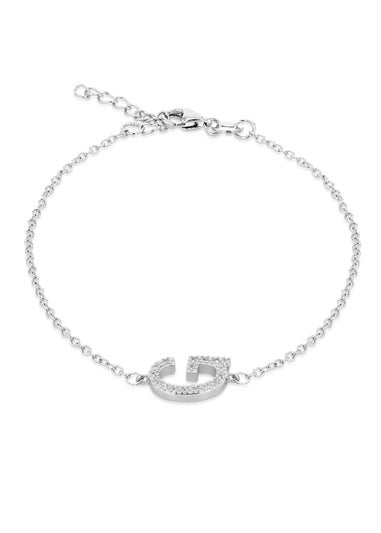 Golden Moments Sterling Silver CZ 'G' Initial Bracelet