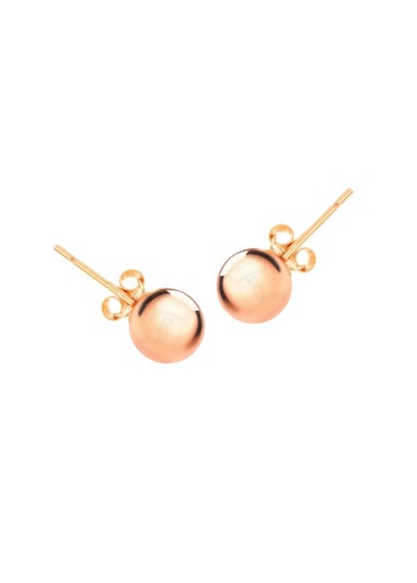 Golden Moments Sterling Silver Rose Gold Plated Ball Studs (8mm)