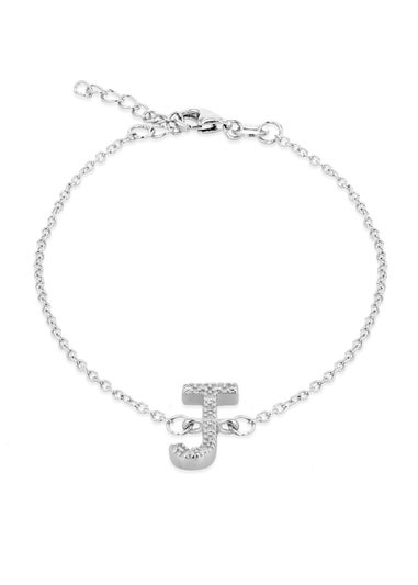 Golden Moments Sterling Silver CZ 'J' Initial Bracelet