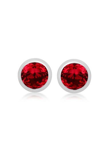 Golden Moments Sterling Silver CZ July Birthstone Stud Earrings