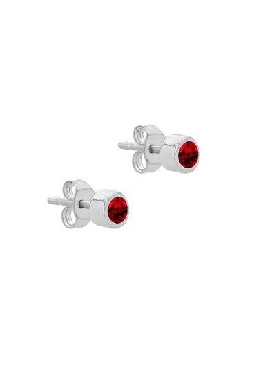 Golden Moments Sterling Silver CZ July Birthstone Stud Earrings