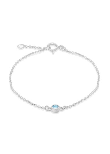 Golden Moments Sterling Silver CZ March Birthstone Bracelet