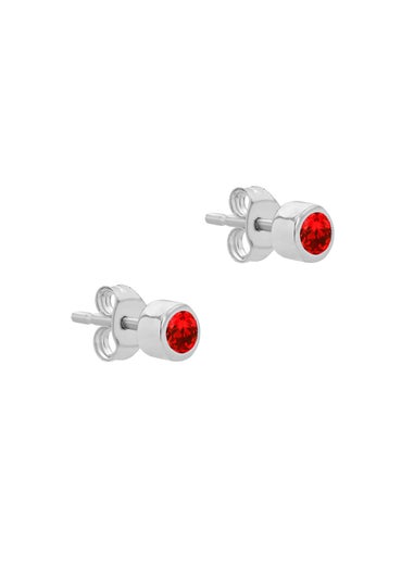 Golden Moments Sterling Silver CZ January Birthstone Stud Earrings