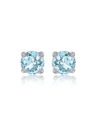 Golden Moments Sterling Silver Blue CZ Stud Earrings