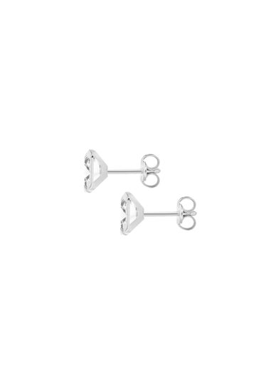 Golden Moments Sterling Silver Square Pink CZ Stud Earrings