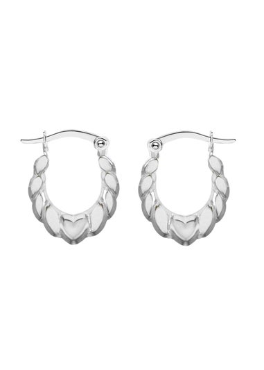 Golden Moments Sterling Silver Heart Hoop Earrings