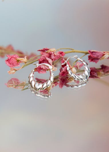 Golden Moments Sterling Silver Heart Hoop Earrings