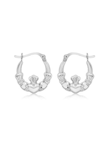 Golden Moments Sterling Silver Claddagh Hoop Earrings