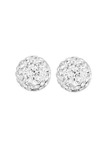 Golden Moments Sterling Silver Crystal Ball Stud Earrings