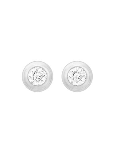 Golden Moments Sterling Silver CZ Stud Earrings