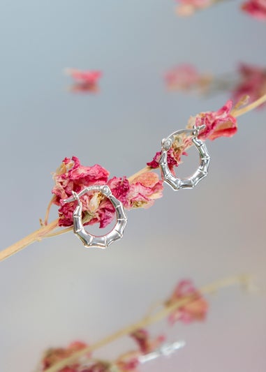 Golden Moments Sterling Silver 'Bamboo' Creole Earrings