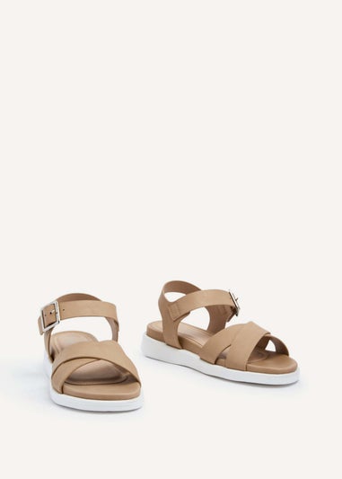 Linzi Alanis Mocha Faux Leather Footbed Flatform Sandals