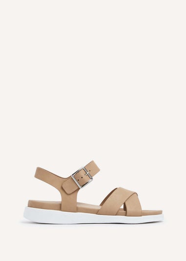 Linzi Alanis Mocha Faux Leather Footbed Flatform Sandals