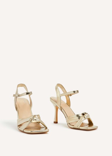 Linzi Blair Gold Faux Leather Knotted Heeled Sandal