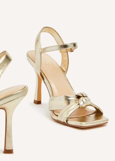 Linzi Blair Gold Faux Leather Knotted Heeled Sandal