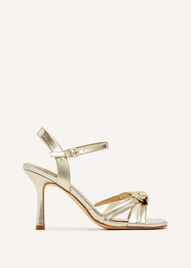 Linzi Blair Gold Faux Leather Knotted Heeled Sandal