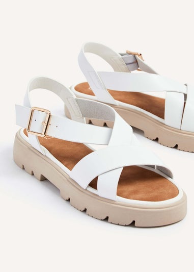 Linzi Blake White Faux Leather Chunky Sandal