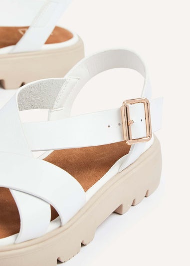 Linzi Blake White Faux Leather Chunky Sandal