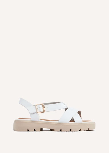 Linzi Blake White Faux Leather Chunky Sandal