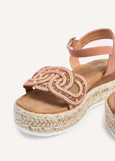 Linzi Bondi Rose Gold Faux Leather Flatform Sandal