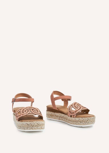 Linzi Bondi Rose Gold Faux Leather Flatform Sandal