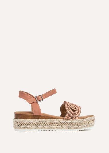 Linzi Bondi Rose Gold Faux Leather Flatform Sandal