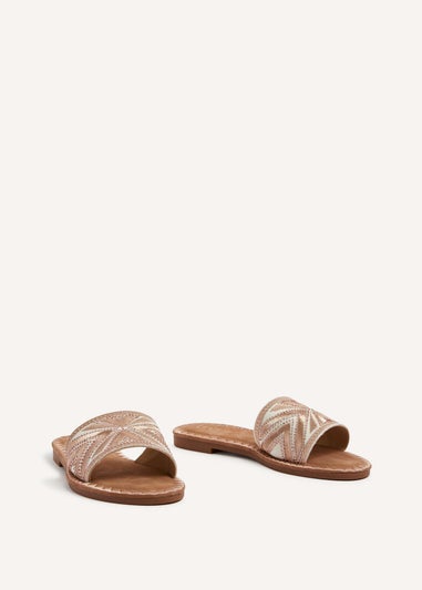 Linzi Cabana Rose Gold Aztec Design Flat Sandal