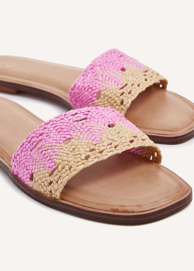 Linzi Antonia Pink Two-Tone Woven Slider Sandal