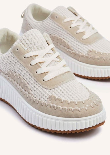 Linzi Aretha Beige Knitted Trainer