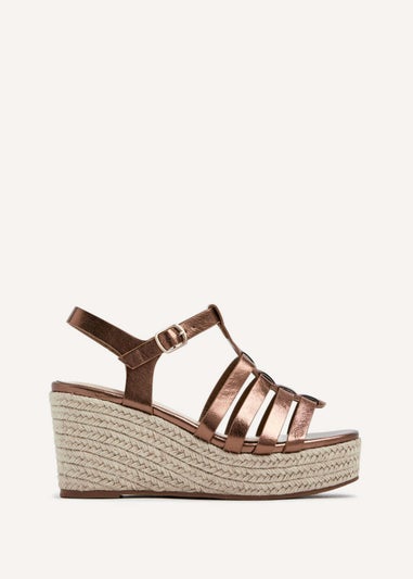 Linzi Gemini Bronze Faux Leather Gladiator Wedges