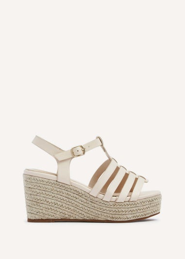 Linzi Gemini Cream Faux Leather Gladiator Wedges