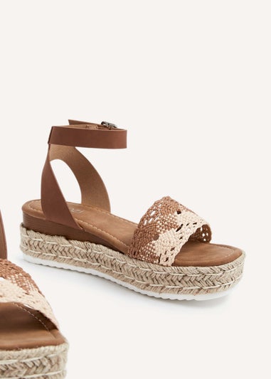 Linzi Harbour Tan Faux Nubuck Flatform Sandal