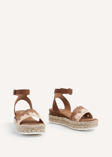 Linzi Harbour Tan Faux Nubuck Flatform Sandal