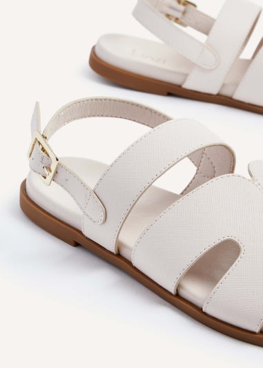 Linzi Island Cream Faux Leather Two Part Cut Out Sandal