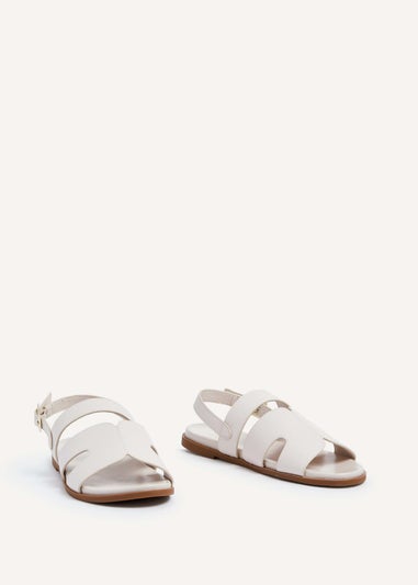 Linzi Island Cream Faux Leather Two Part Cut Out Sandal