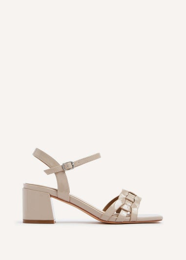 Linzi Jhene Camel Patent Heeled Sandal